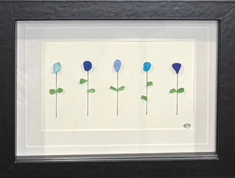 Sea Glass Picture - Flower Garden (25) - 5x7