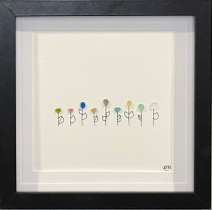 Sea Glass Picture - Flower Garden (27) - 8x8