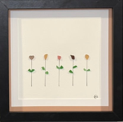 Sea Glass Picture - Flower Garden (28) - 8x8
