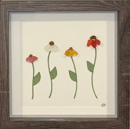 Sea Glass Picture - Flower Garden (31) - 8x8