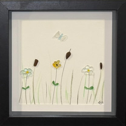 Sea Glass Picture - Flower Garden (32) - 8x8