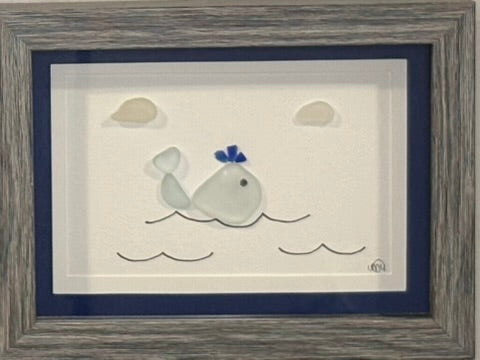 Sea Glass Picture - Whale (5)- 5x7