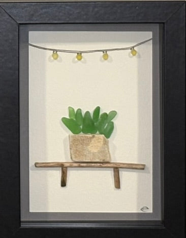 Sea Glass Picture - Succulents- 5x7