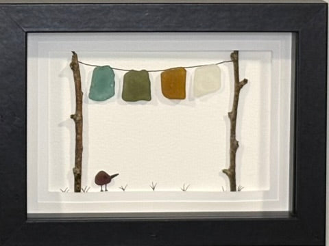 Sea Glass Picture - Clothes Line (4) - 5x7