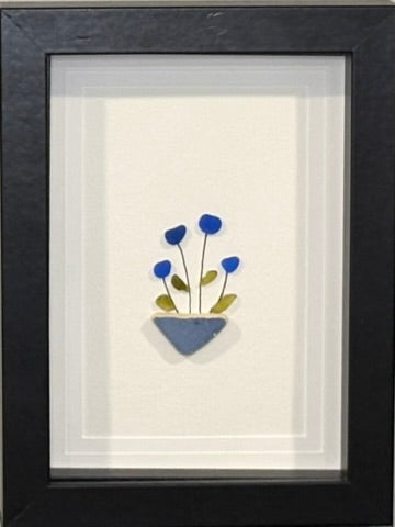 Sea Glass Picture - Flower Pot (11)- 5x7