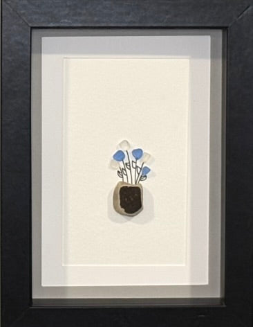 Sea Glass Picture - Flower Pot (12)- 5x7