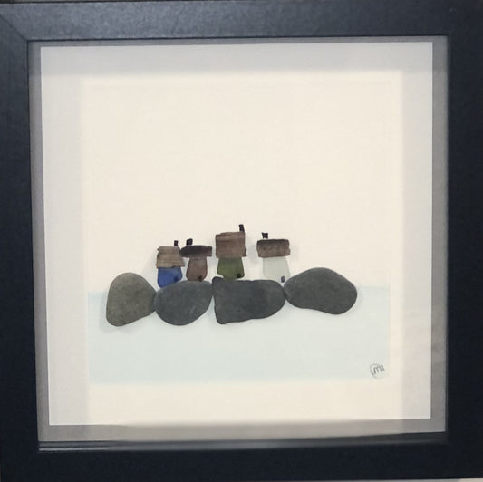 Sea Glass Picture - Houses (1) - 8x8