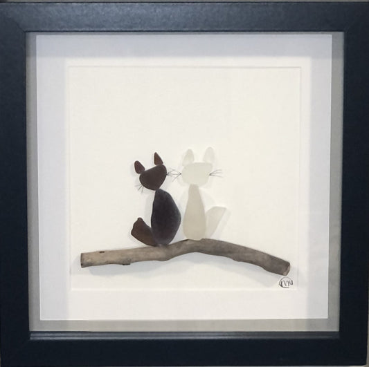 Sea Glass Picture - Cats X 2 1 - 8x8