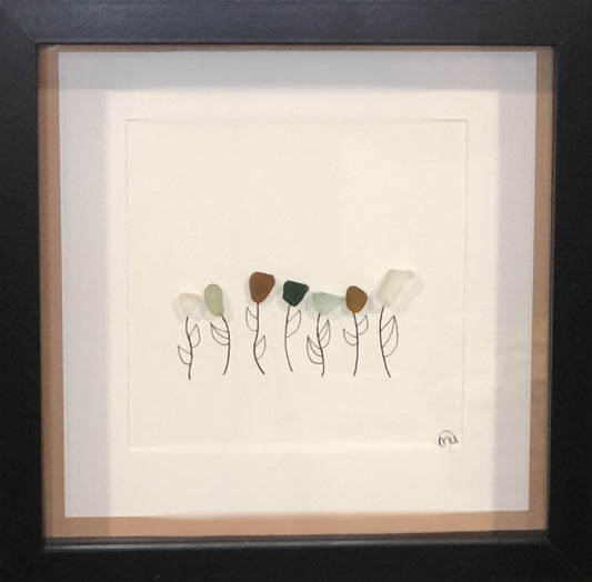 Sea Glass Picture - Flower Garden (11) - 8x8