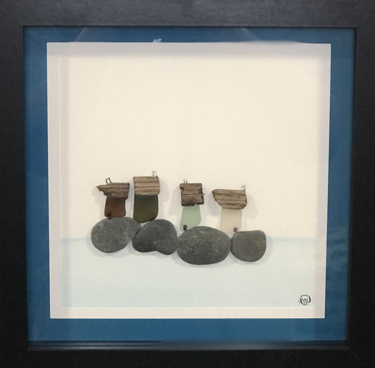 Sea Glass Picture - Houses (4) - 8x8