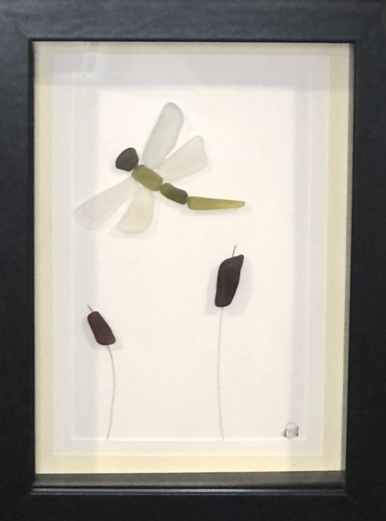 Sea Glass Picture - Dragon Fly 1 - 5x7
