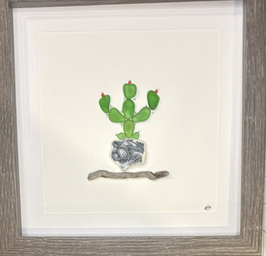 Sea Glass Picture - Cactus 9 - 8x8