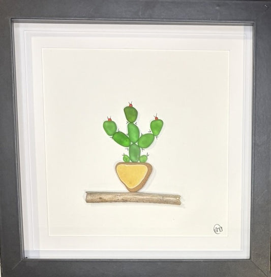Sea Glass Picture - Cactus 10 - 8x8