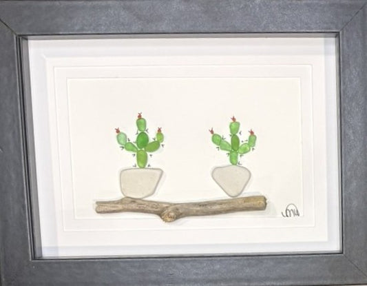 Sea Glass Picture - Cactus 1 - 5x7