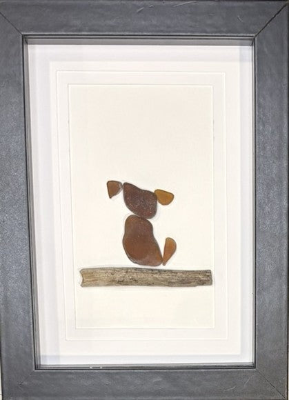 Sea Glass Picture - Dog (Brown) 1 - 5x7