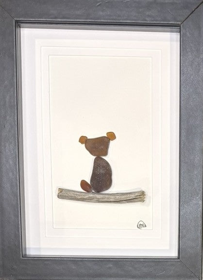 Sea Glass Picture - Dog (Brown) 4 - 5x7