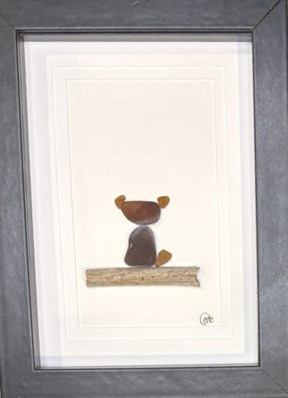 Sea Glass Picture - Dog (Brown) 5 - 5x7