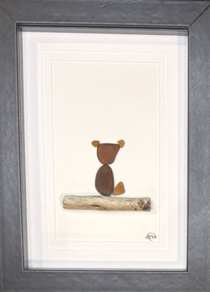 Sea Glass Picture - Dog (Brown) 6 - 5x7