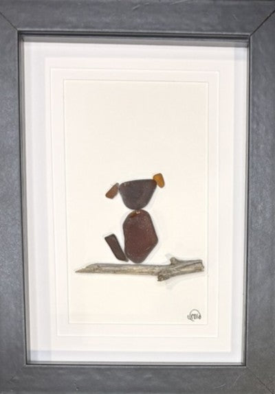 Sea Glass Picture - Dog (Brown) 8 - 5x7