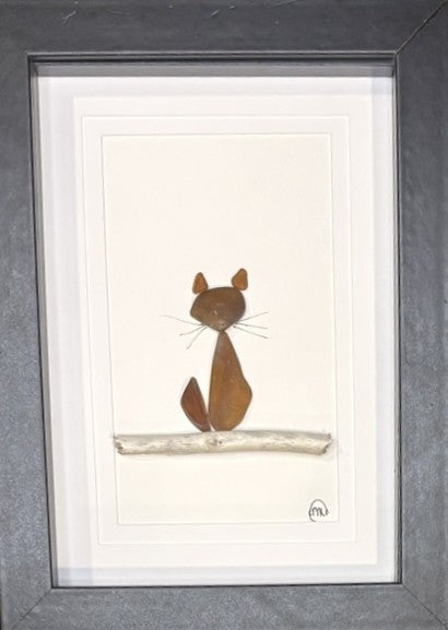 Sea Glass Picture - Cat (Brown) 10 - 5x7