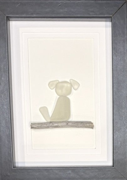 Sea Glass Picture - Dog (White) 1 - 5x7