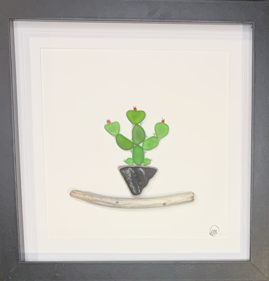 Sea Glass Picture - Cactus 13 - 8x8