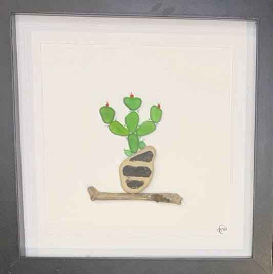 Sea Glass Picture - Cactus 14 - 8x8