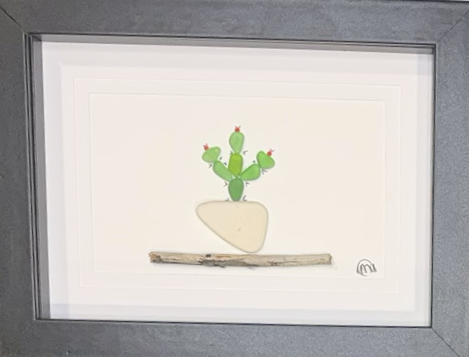 Sea Glass Picture - Cactus 6 - 5x7