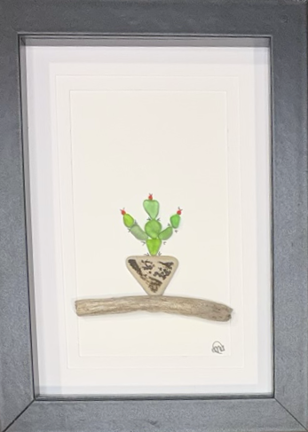 Sea Glass Picture - Cactus 7 - 5x7