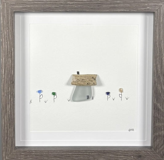 Sea Glass Picture - House - 8x8