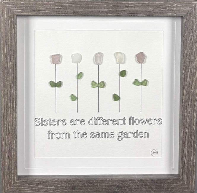 Sea Glass Picture - Sisters 1 - 8x8