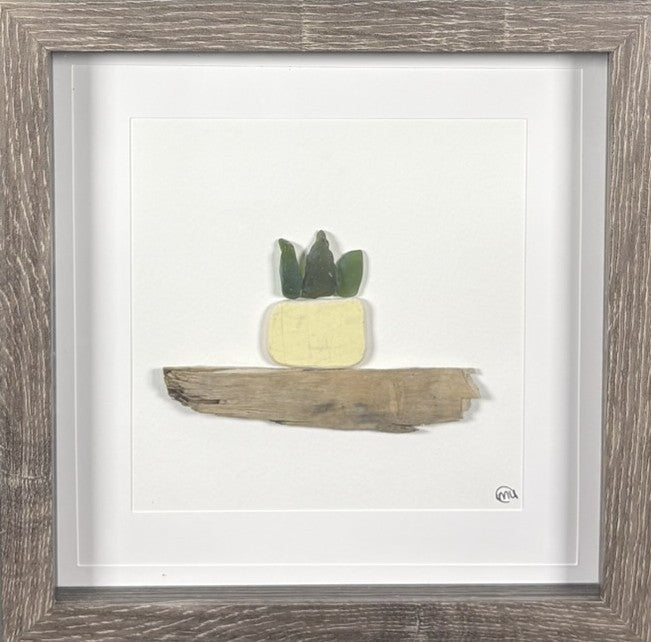 Sea Glass Picture - Succulent - 8x8