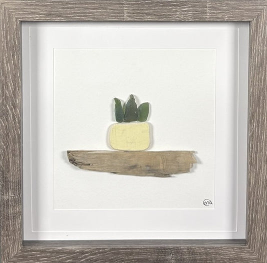 Sea Glass Picture - Succulent - 8x8