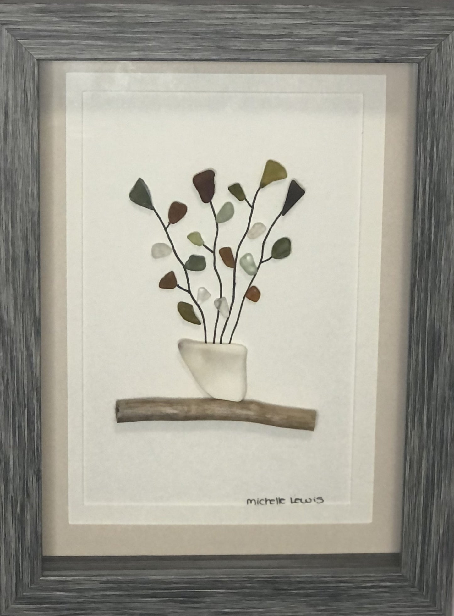 Sea Glass Picture - Sea Leaves 1 - 5x7