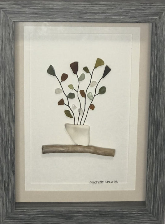 Sea Glass Picture - Sea Leaves 1 - 5x7