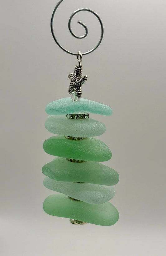 **NEW** Sea Glass Ornament - Christmas Tree 1