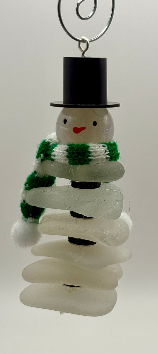 **NEW** Sea Glass Ornament - Snowman 2