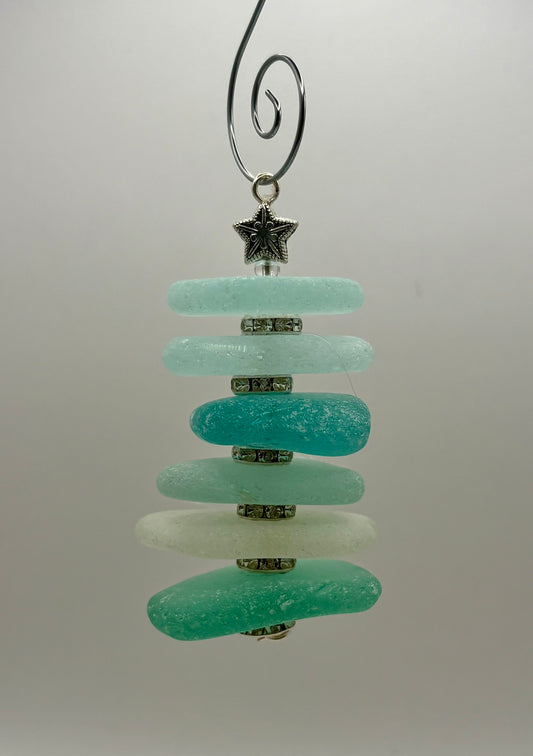 **NEW** Sea Glass Ornament - Christmas Tree 1