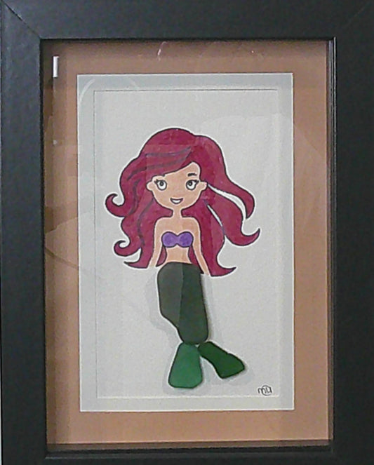 Sea Glass Picture - Mermaid  - 5x7