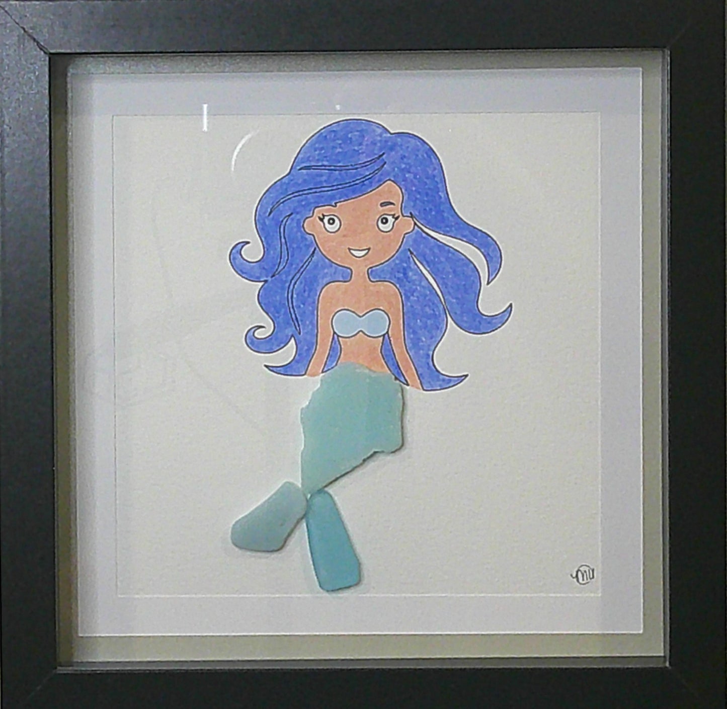 Sea Glass Picture - Mermaid (12) - 8x8