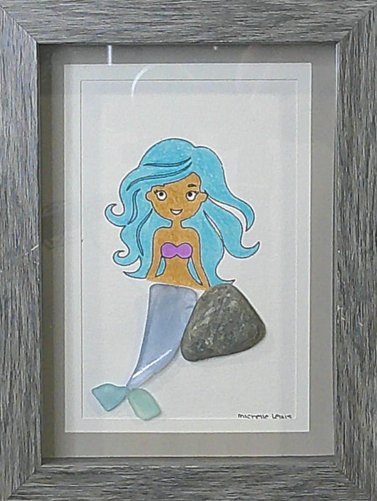 Sea Glass Picture - Mermaid (17) - 5x7