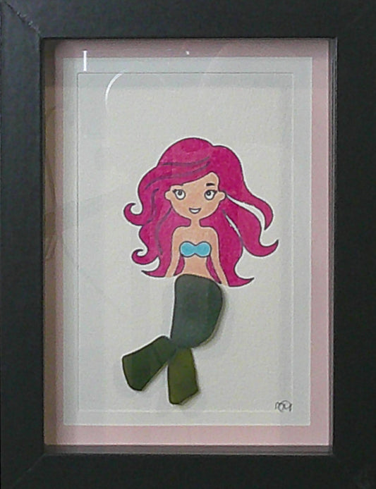 Sea Glass Picture - Mermaid (18) - 5x7