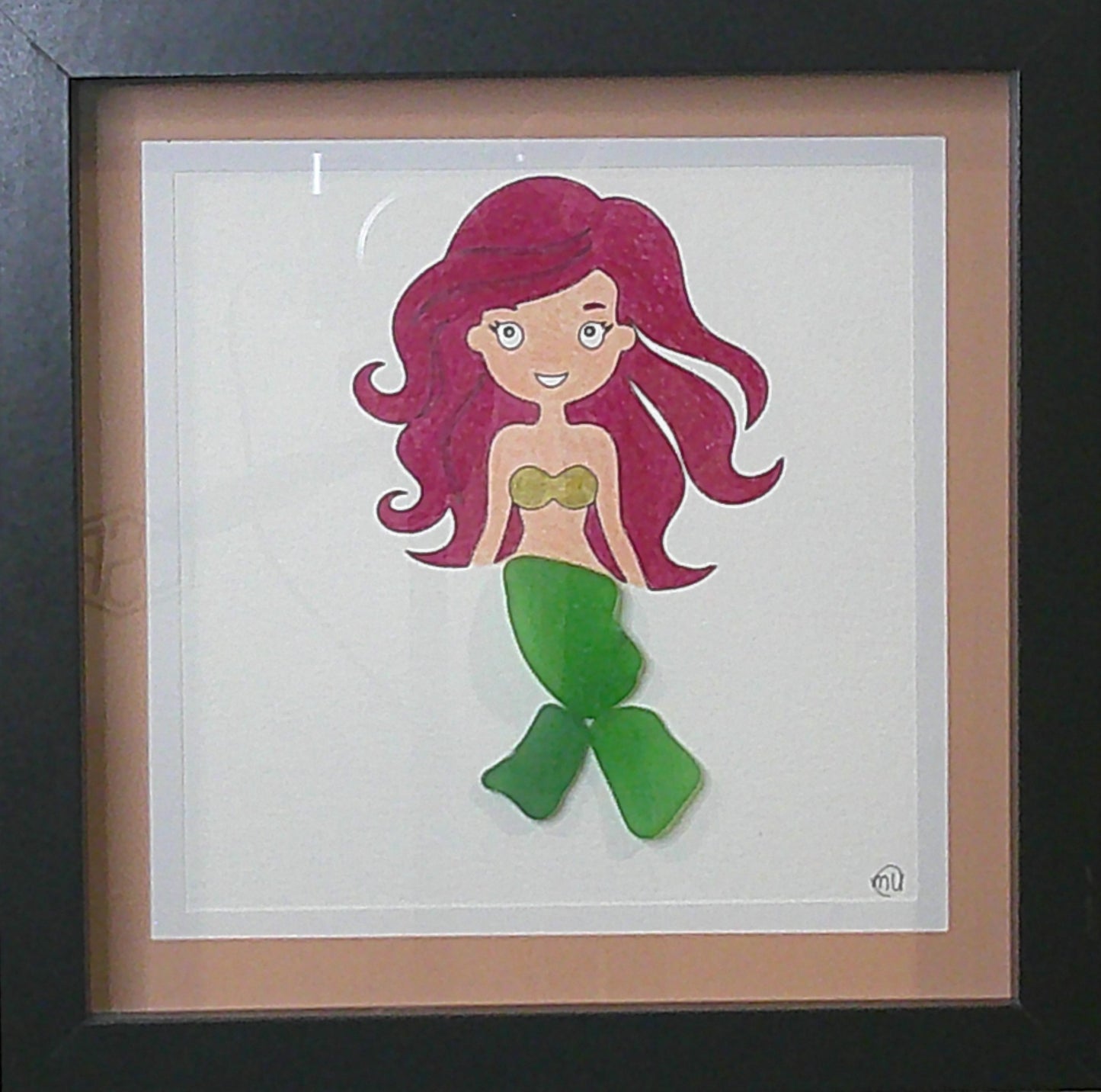 Sea Glass Picture - Mermaid (20) - 8x8