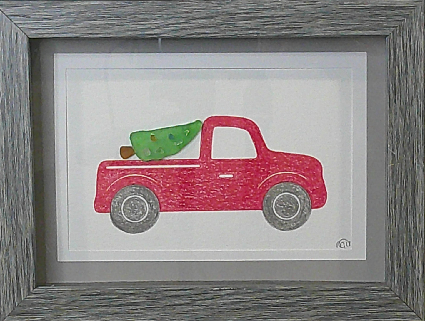 Sea Glass Picture - Red Truck (3) - 5x7