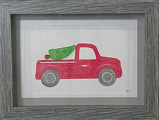 Sea Glass Picture - Red Truck (3) - 5x7