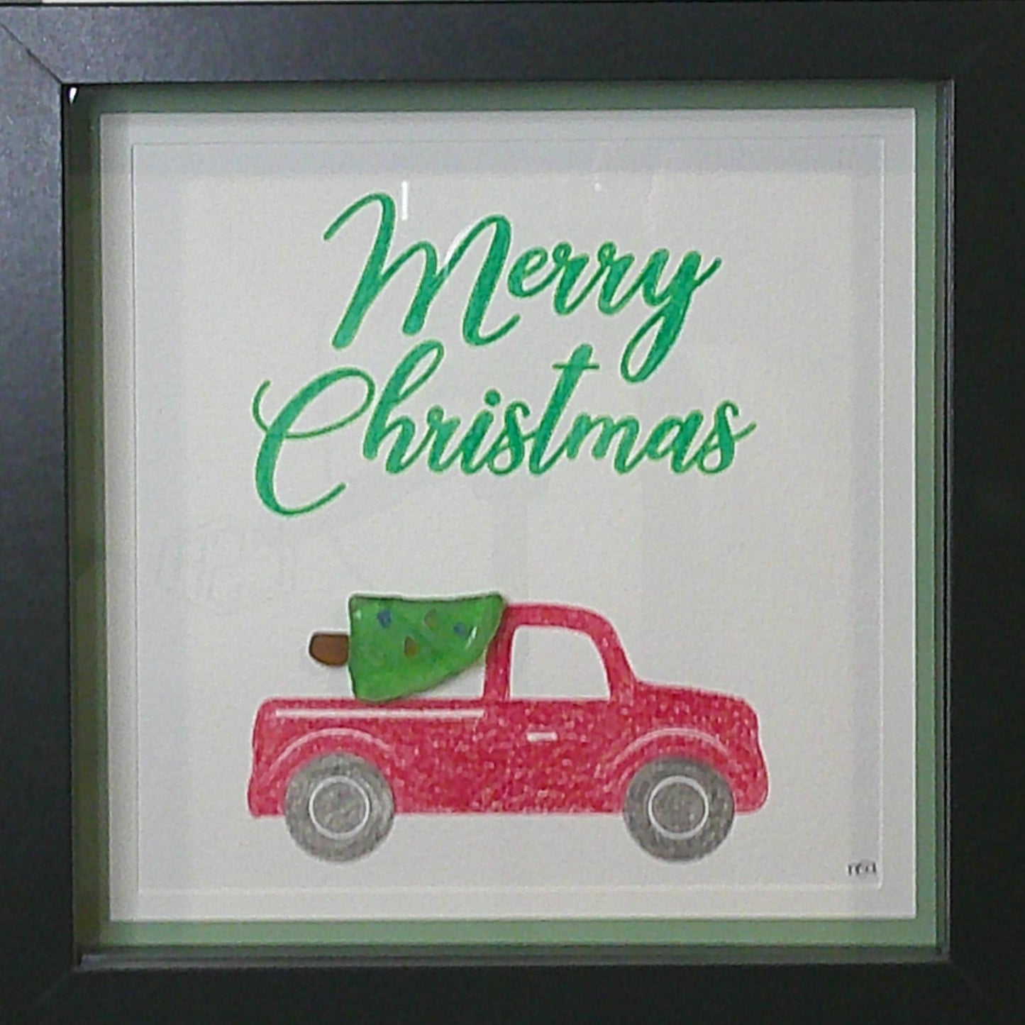 Sea Glass Picture - Red Truck (7) - 8x8