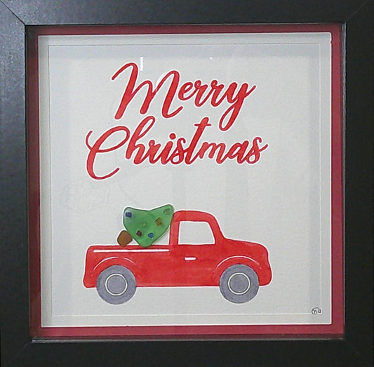 Sea Glass Picture - Red Truck (11) - 8x8