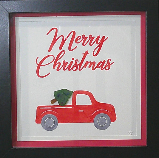 Sea Glass Picture - Red Truck (12) - 8x8