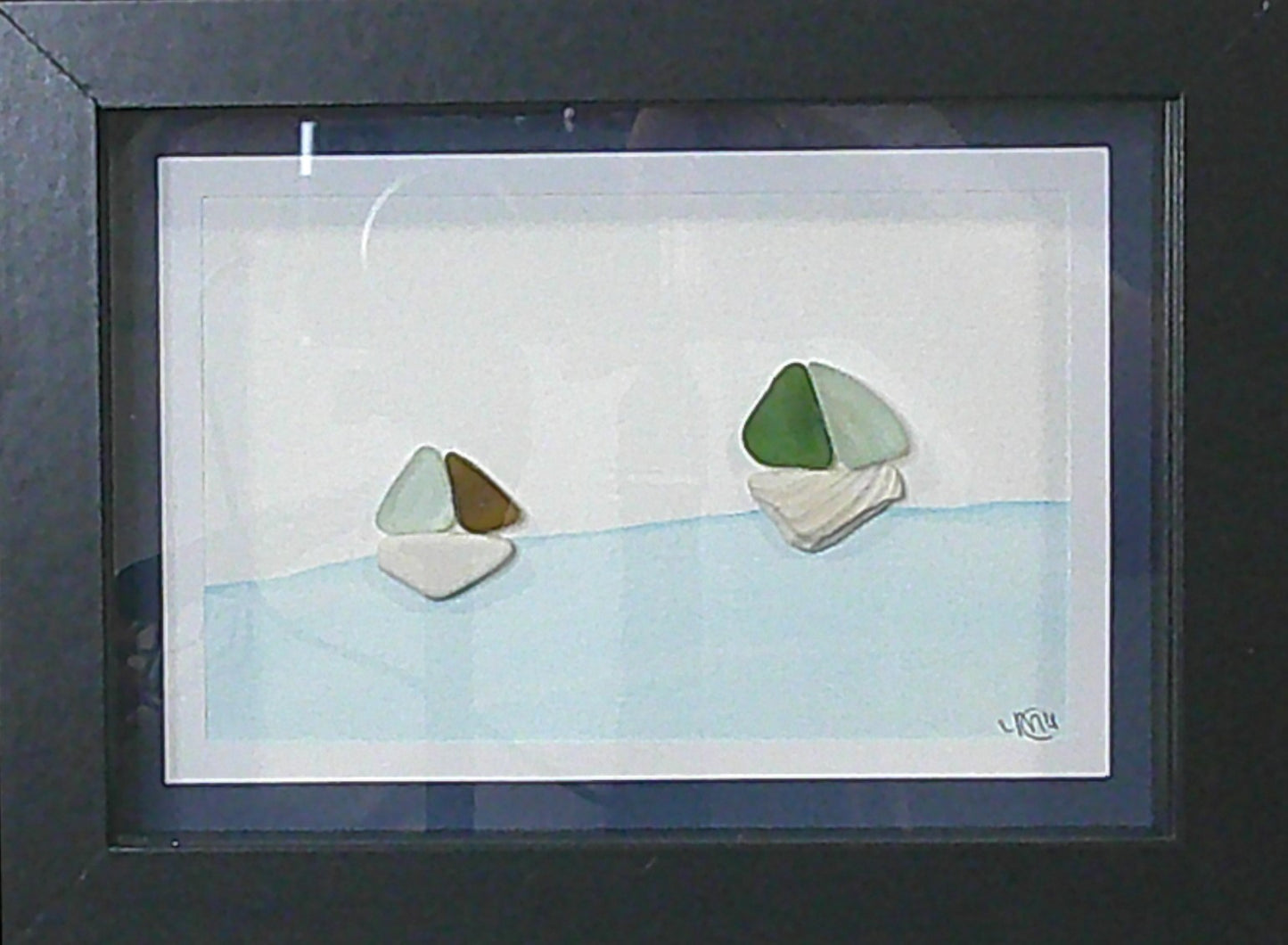 Sea glass picture - sailboats (10) - 5x7