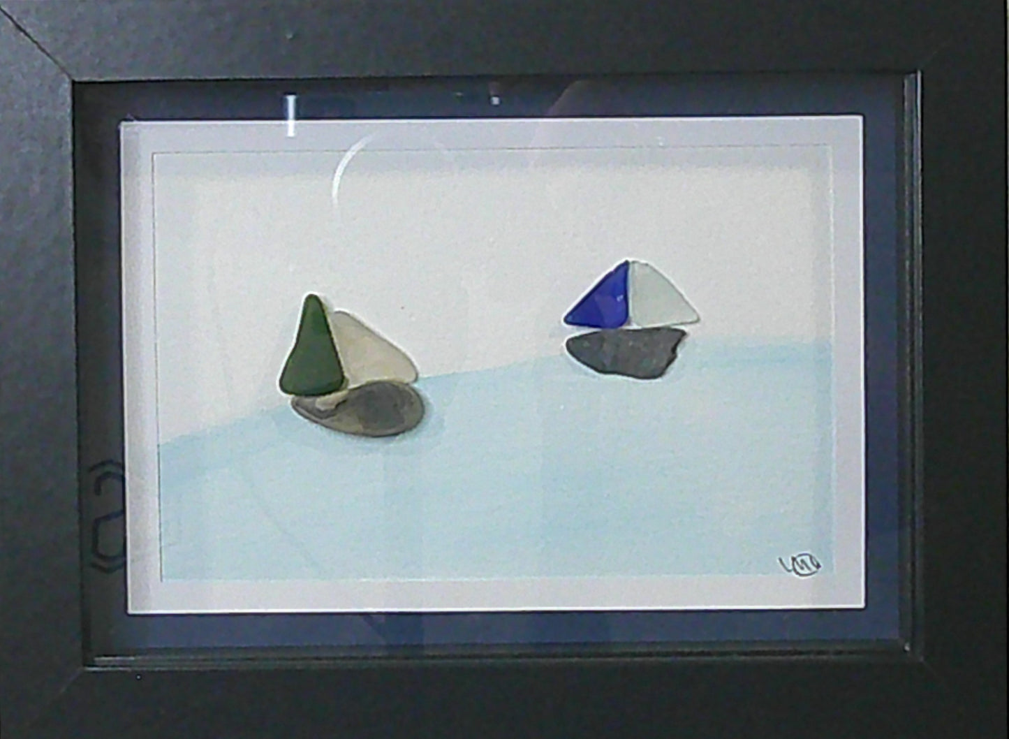 Sea glass picture - sailboats (8) - 5x7